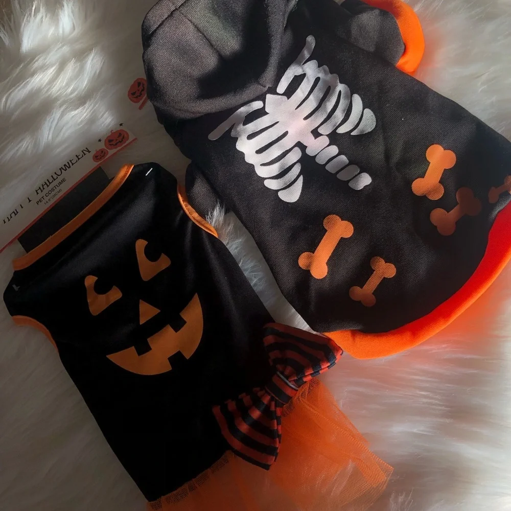 2 CAT OR DOG HALLOWEEN OUTFITS HOODIE AND TUTU ADORABLE